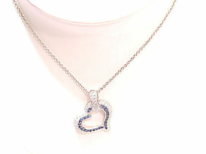 DIAMOND SAPPHIRE HEART PENDANT INCLUDED 16 INCH WHITE