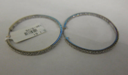 1.51 CT DIAMOND INSIDE OUTSIDE SET THIN DIAMOND HOOP EARRING HOOP EARRING 14 K