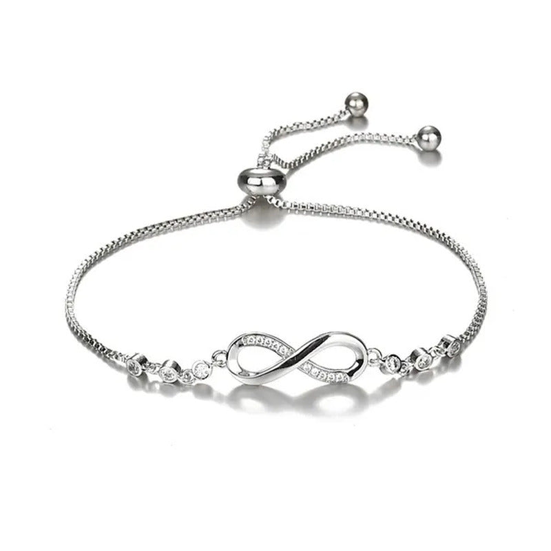 New Arrival 925 Sterling Silver Charm Bracelet Jewelry Infinity Eight Crystal Di