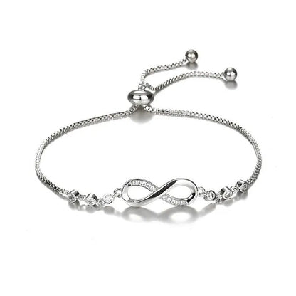 New Arrival 925 Sterling Silver Charm Bracelet Jewelry Infinity Eight Crystal Di