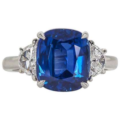 5 Carat Vivid Blue Sapphire Diamond Platinum Ring