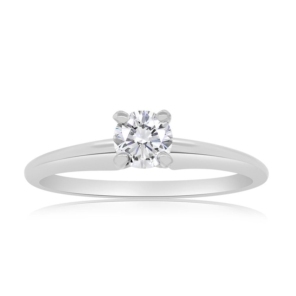 G/SI 1/5Ct Diamond Solitaire Engagement Ring in Sterling Silver
