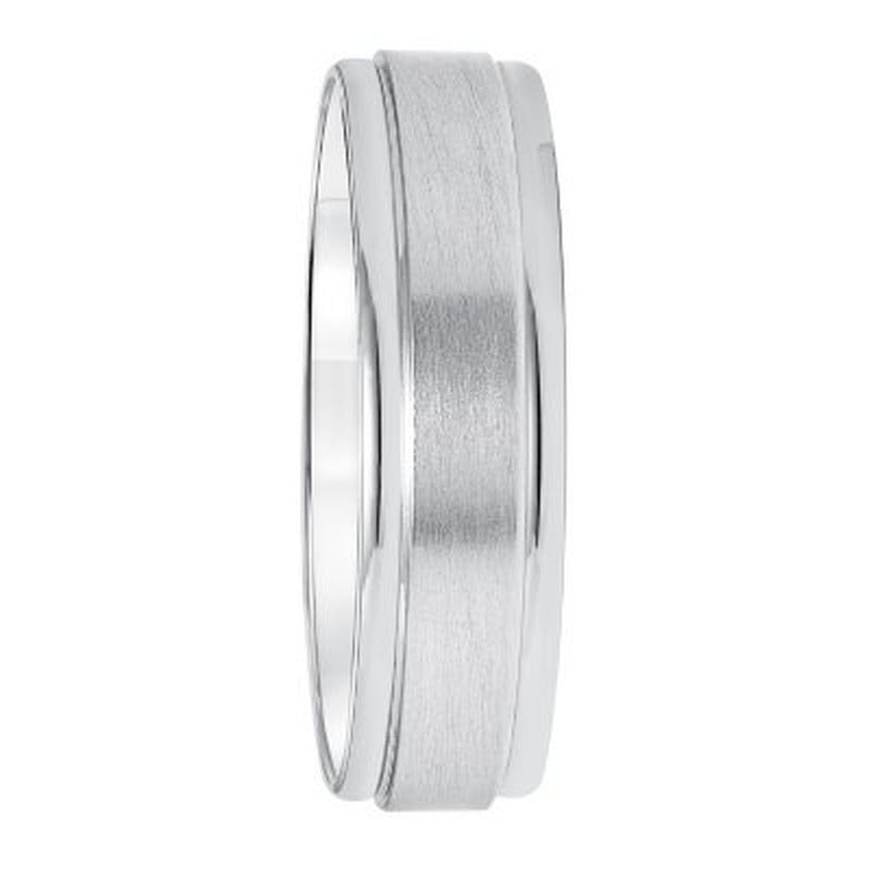 6Mm Brushed Finish Wedding Band in 14K White Gold