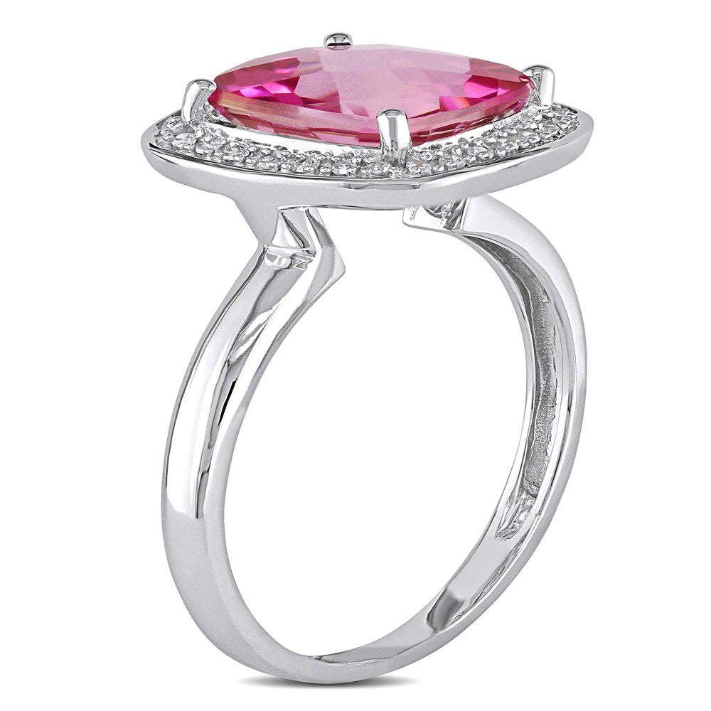 Tangelo 3-4/5 Carat T.G.W. Pink Topaz and 1/10 Carat T.W. Diamond 10K White Gold