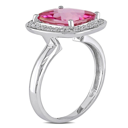 Tangelo 3-4/5 Carat T.G.W. Pink Topaz and 1/10 Carat T.W. Diamond 10K White Gold