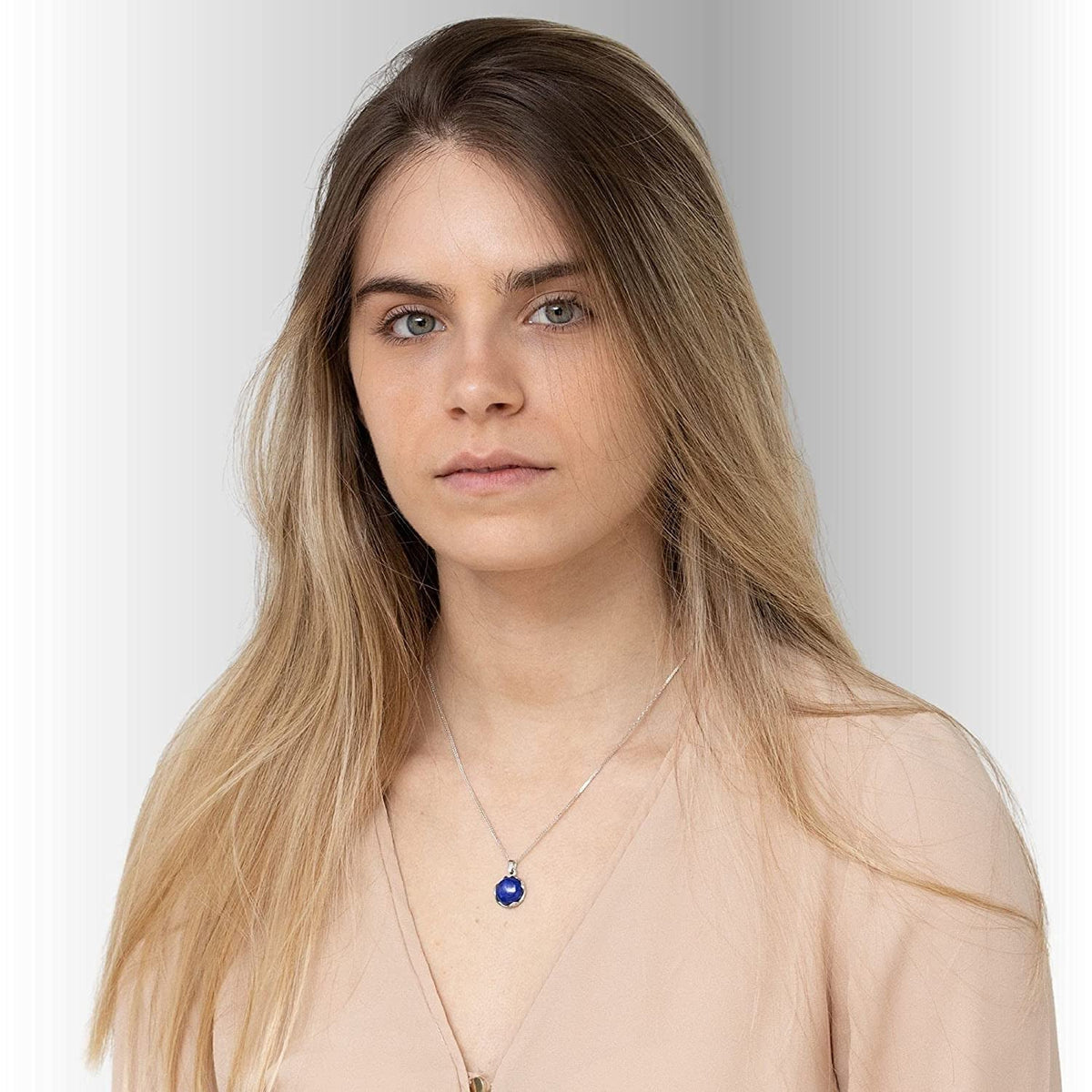 925 Sterling Silver Lapis Lazuli Necklace - Dainty 12Mm Deep Dark Blue Genuine L