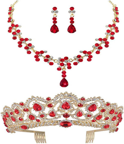 Wedding Tiaras and Earrings Set, Tiara and Necklace Set, Wedding Bridal Flower J