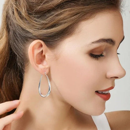 Simple Smooth Gold Plated Exaggerate Hoop Earrings Wedding Engagement Anniversar