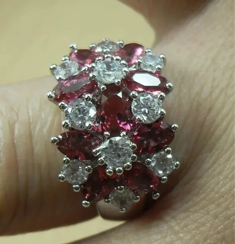 5-Color Natural 6.69CT White/Alexandrite/Sapphire/Ruby/Emerald Diamond 14K White