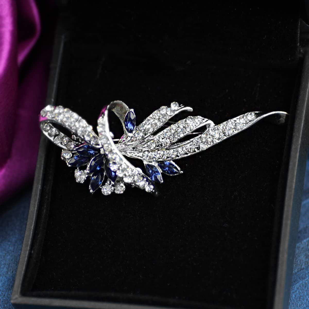 Created Crystal Brooch Fancy Vintage Style Flower Brooch Pin for Women, Girls, L