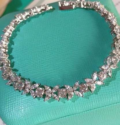 New S925 Sterling Silver Horse Eye Full Diamond Bracelet