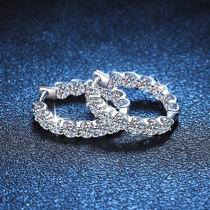2.6Ct D Color Moissanite Earring 925 Sterling Sliver Plated White Gold Hoop