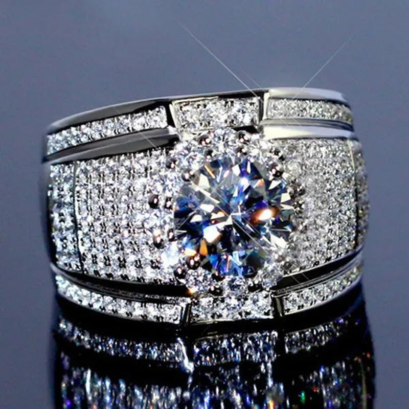 Fashion Luxury Jewelry Silver Plated Cubic Zirconia Men'S Rings Women'S Rings We