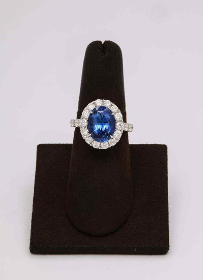 Blue Sapphire and Diamond Ring