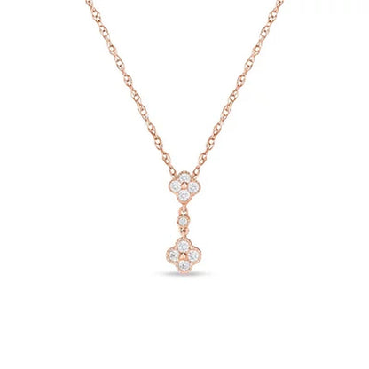 0.18 CT. T.W. Double Composite Flower Diamond Pendant in 14K Gold