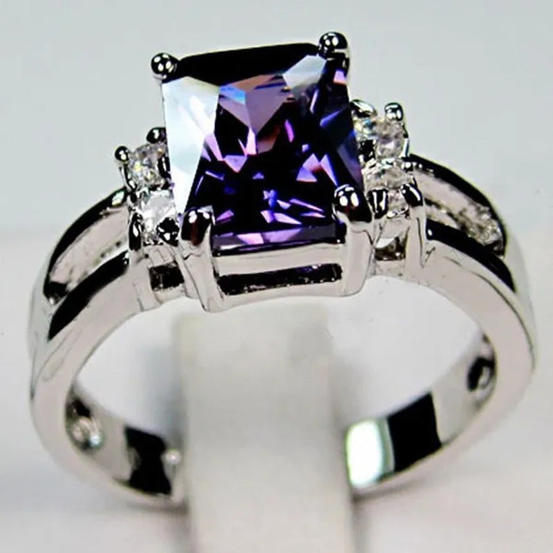 Jewelry Women 925 Silver Amethyst / Ruby / Sapphire / Black Sapphire Engagement