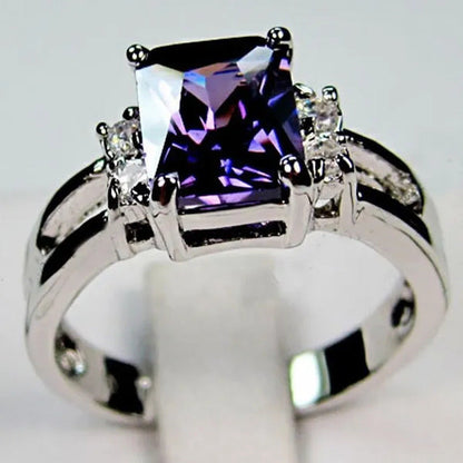 Jewelry Women 925 Silver Amethyst / Ruby / Sapphire / Black Sapphire Engagement