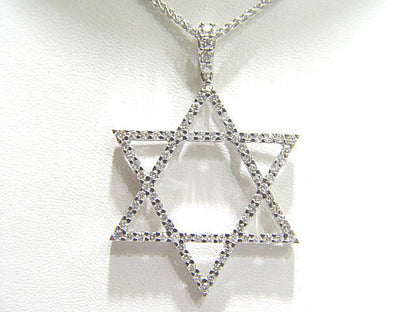 DIAMOND ROUND BRILLIANT SHAPE JEWISH STAR DIAMOND PENDANT