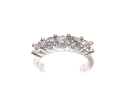 5 ROUND BRILLIANT DIAMOND COMMON PRONG SET BAND ANNIVERSARY DIAMOND BAND RING