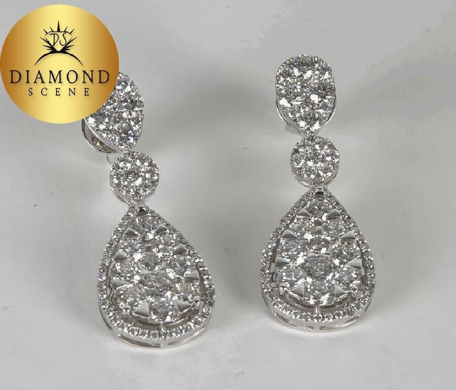 Illusion Diamond 4.45 carats of F color VS clarity round brilliant Earrings 18 k