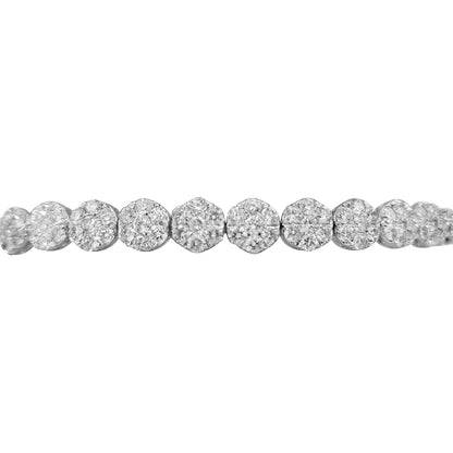 8.67 CT DIAMOND BRACELET ROUND CLUSTER BRACELET G SI1/2 CLARITY 18 K WHITE GOLD