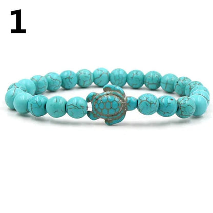 Summer Style Sea Turtle Beads Bracelets for Women Men Classic Natural Stone Elas