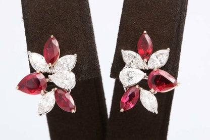 Ruby and Diamond Cluster Earrings