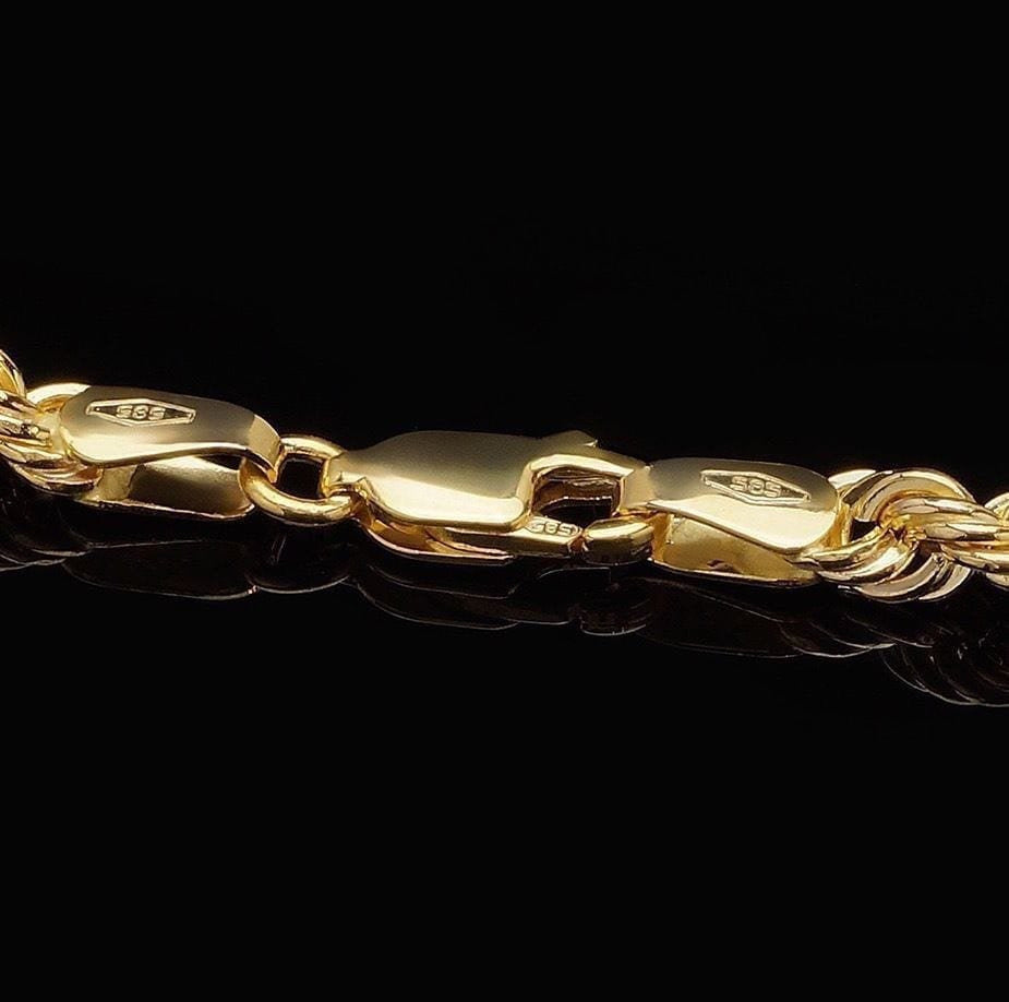 14K Yellow Gold 3.5Mm Rope Link Chain Necklace 16"-28" REAL GOLD