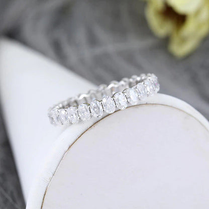 Solid 14K Rose Gold Oval Cut Moissanite Engagement Ring Vintage Full Eternity