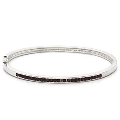 Women Imitation Rhodium Brass Bangle with Top Grade Crystal in Amethyst - 7 In.