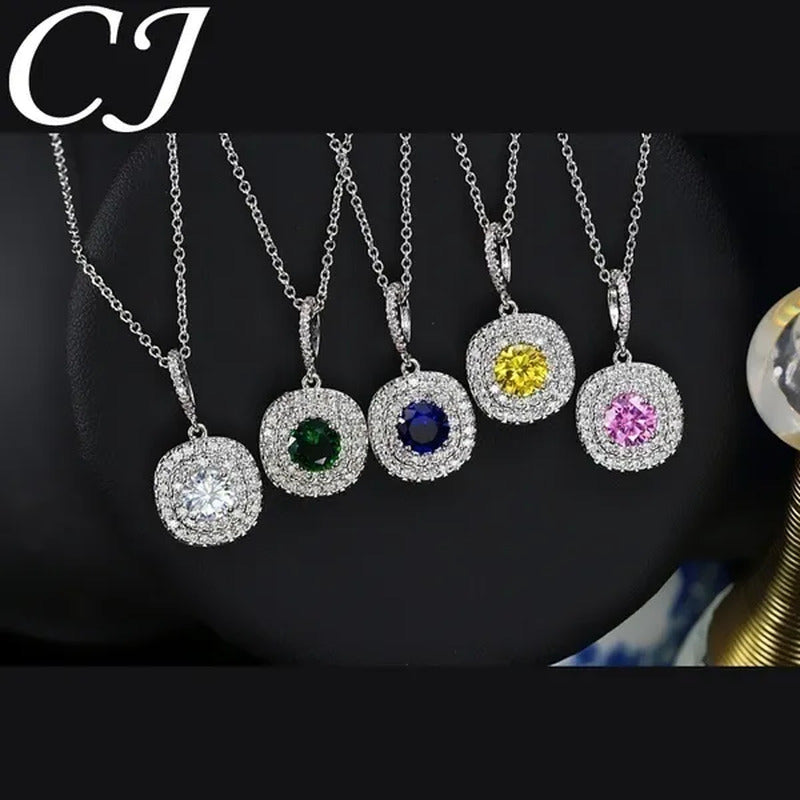 CANDICE 1 Set 18K White Gold Plated Jewelry Set Full Clear CZ Diamond Pendant Ne