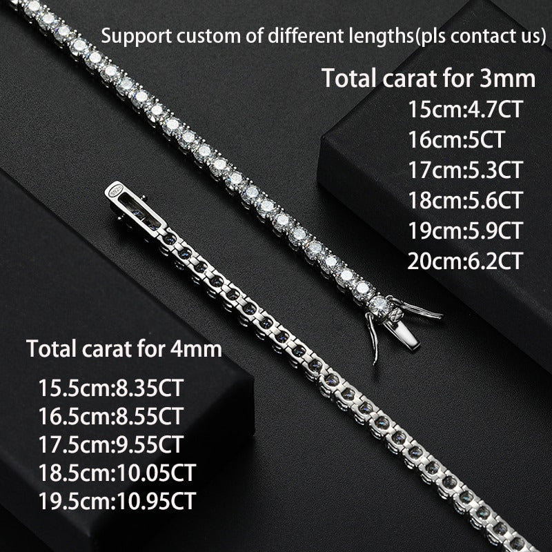 4Mm Moissanite Tennis Bracelets for Women 100% 925 Sterling Silver Gemstone