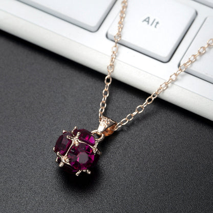 Personalized Rose Gold Necklace Diamond Ball Zircon Pendant