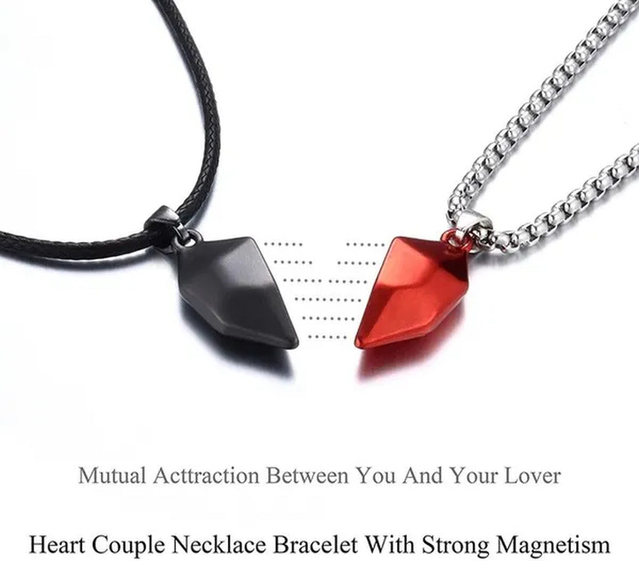 4Pcs/Set Two Souls One Heart Matching Necklaces Bracelets for Couples Creative M