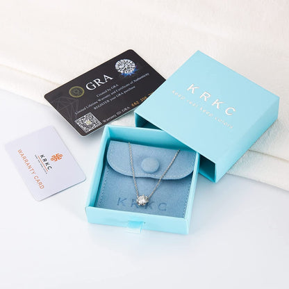 Moissanite Pendant Necklace, 1CT Lab Grown Diamond Stone with VVS1 Clarity D Col