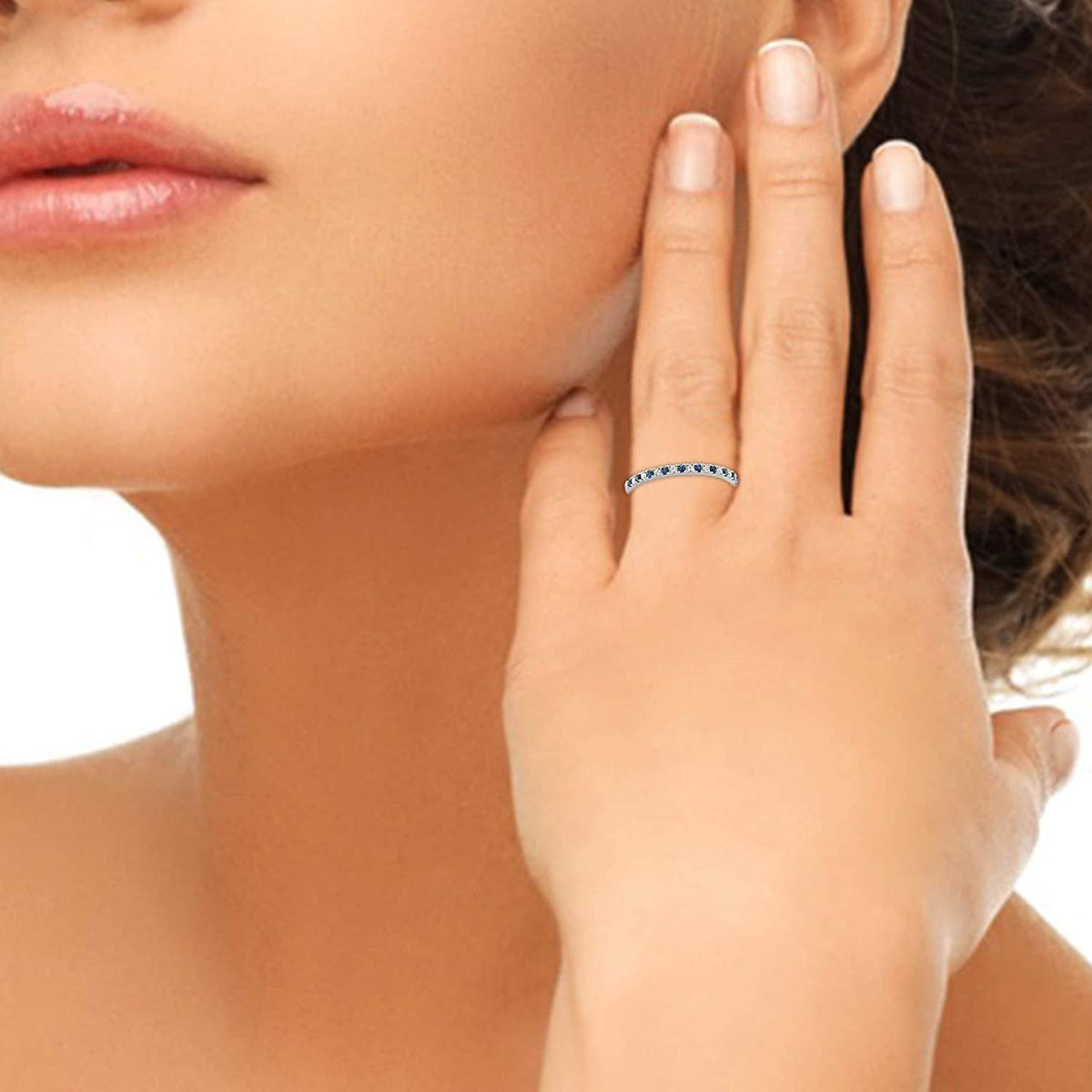 1/4 Carat Diamond, Pave-Set 14Kt White Gold Bridal Wedding Band Ring for Women (