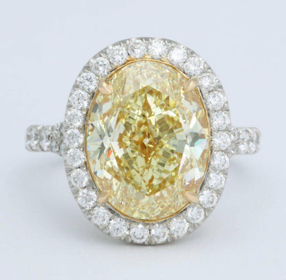 6 Carat Oval Fancy Yellow Diamond Ring GIA Certified Engagement Ring