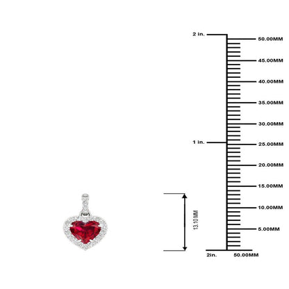 Imperial Gemstone 10K White Gold Heart Cut Ruby 1/10 CT TW Diamond Halo Pendant