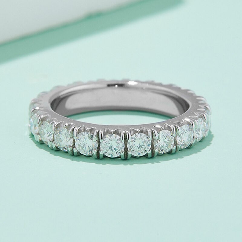 3MM 2-3Carat D Color Moissanite Wedding Band Rings for Women 925 Sterling Silver