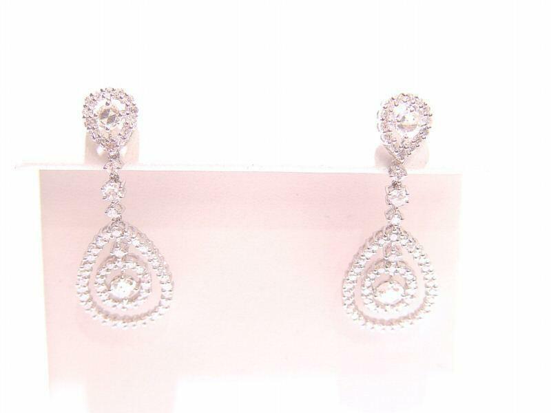 2.36 CT DIAMOND 6 ROSE CUT AND ROUND BRILLIANT CUT EARRING 18 K WHITE GOLD