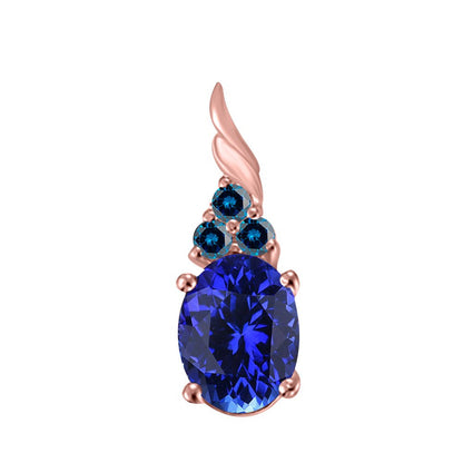 Tanzanite & Blue Diamond Pendant Necklace for Women | 14K Rose, White & Yellow G