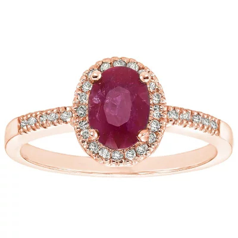 Genuine Ruby and 0.15 CT. T.W. Diamond Ring in 14K Gold