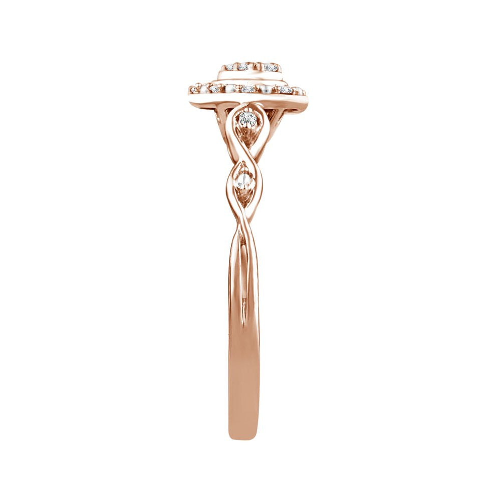 Color of Love 1/10 Cttw Diamonds Promise Ring in 10KT Pink Gold with Garland of