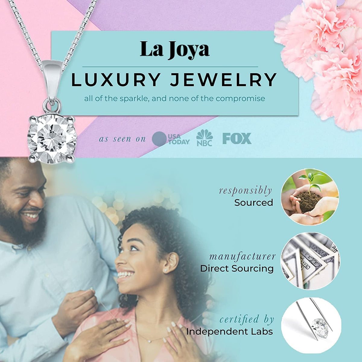 La Joya Diamond Necklaces for Women | 1/4 - 1 Carat Lab Grown 14K Yellow Solid G