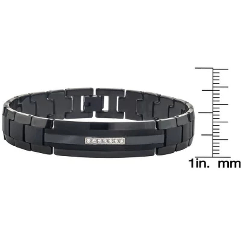 Men'S Diamond Black Tungsten Carbide ID Bracelet (0.20 Carats, H-I I2)