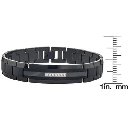 Men'S Diamond Black Tungsten Carbide ID Bracelet (0.20 Carats, H-I I2)