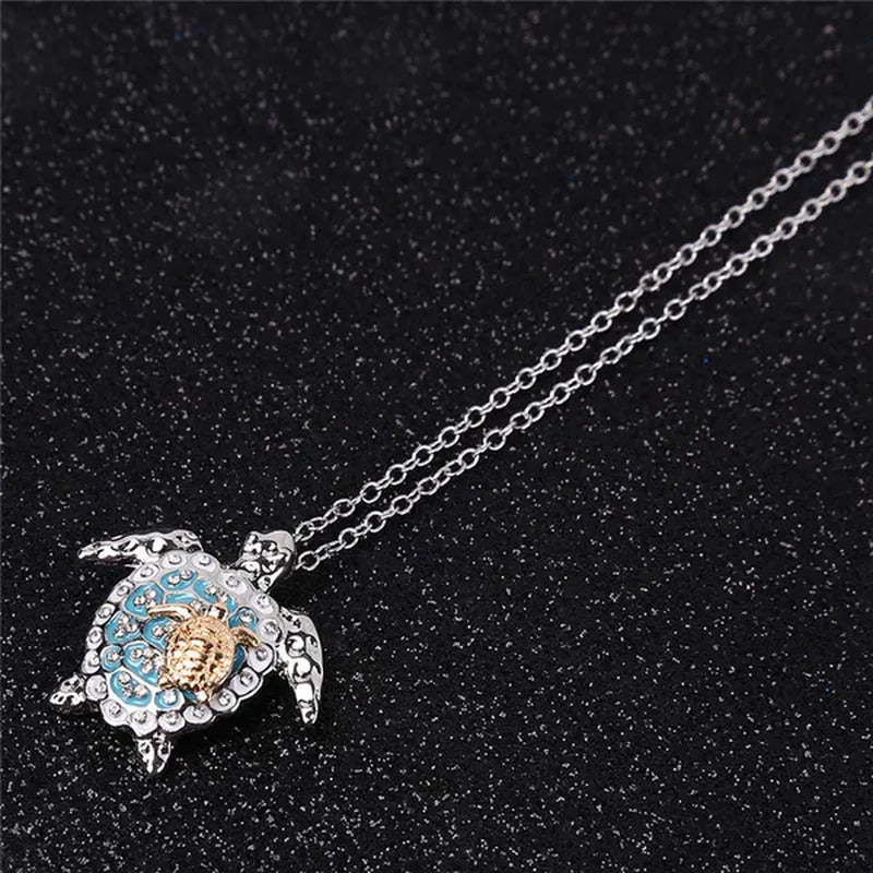 Pendant with Turtle Marine Turtle with Diamond Necklace