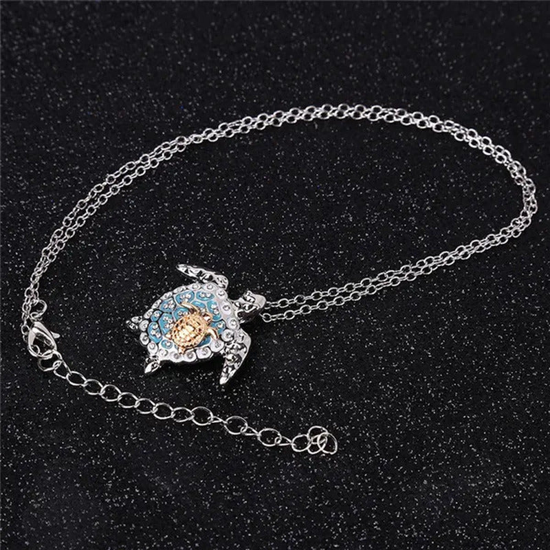 Pendant with Turtle Marine Turtle with Diamond Necklace