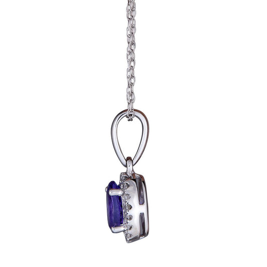 Gin & Grace 10KT WG Tanzanite and Diamond Accent Pendant Necklace