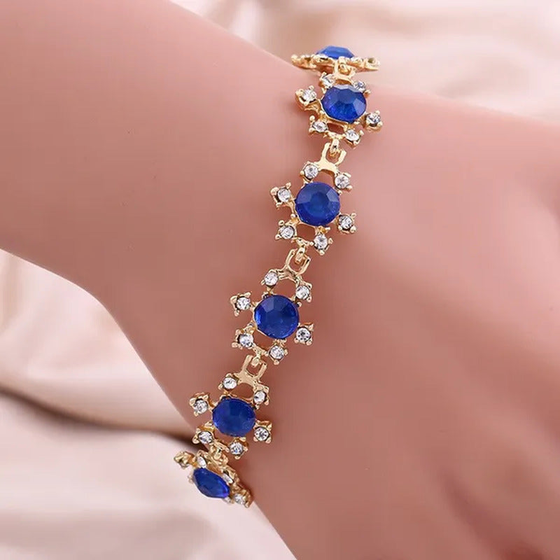YOHAPP Gold Plated Women Fashion Red Ruby Square Shape Bracelet Jewelry